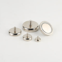 Neodymium Potmagneet met Externe Schroefdraad en Nikkel Coating