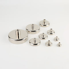 Neodymium Potmagneet met Ingeschroefde Bus en Nikkel Coating