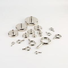 Neodymium Potmagneet met Gesloten Haak en Nikkel Coating