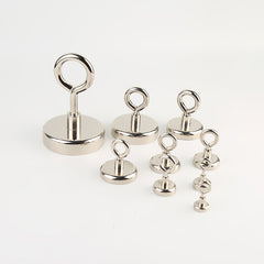 Neodymium Potmagneet met Gesloten Haak en Nikkel Coating