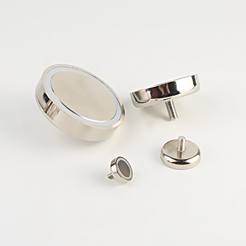 Neodymium Potmagneet met Externe Schroefdraad en Nikkel Coating