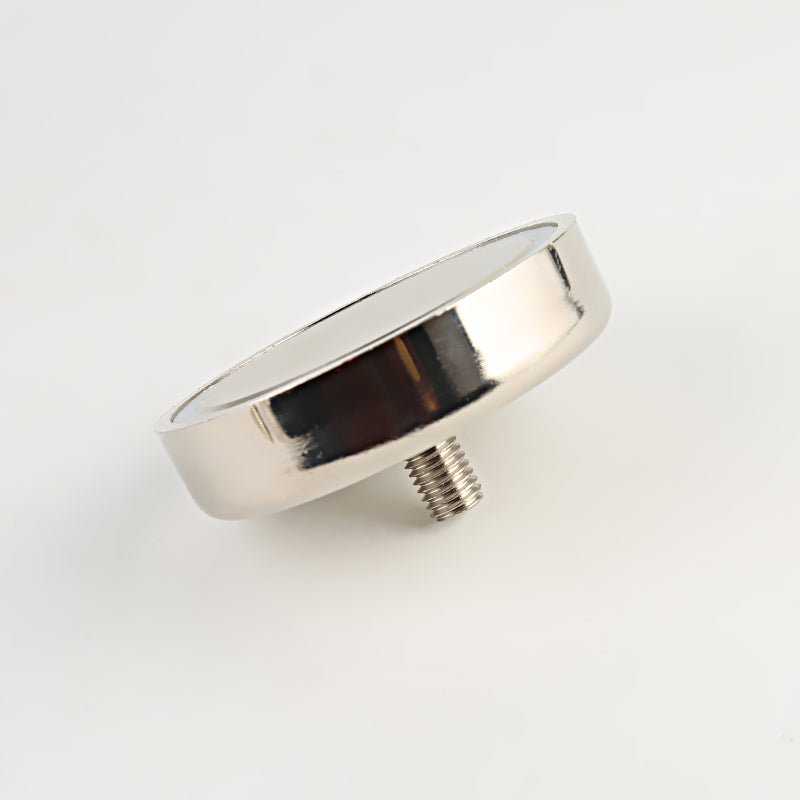 Neodymium Potmagneet met Externe Schroefdraad en Nikkel Coating