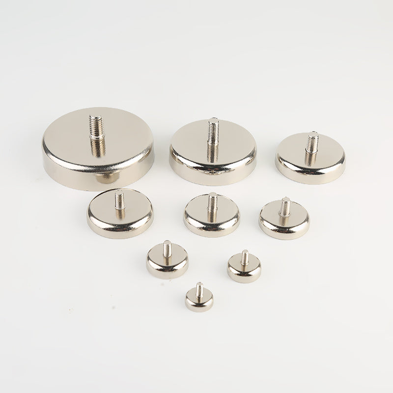 Neodymium Potmagneet met Externe Schroefdraad en Nikkel Coating