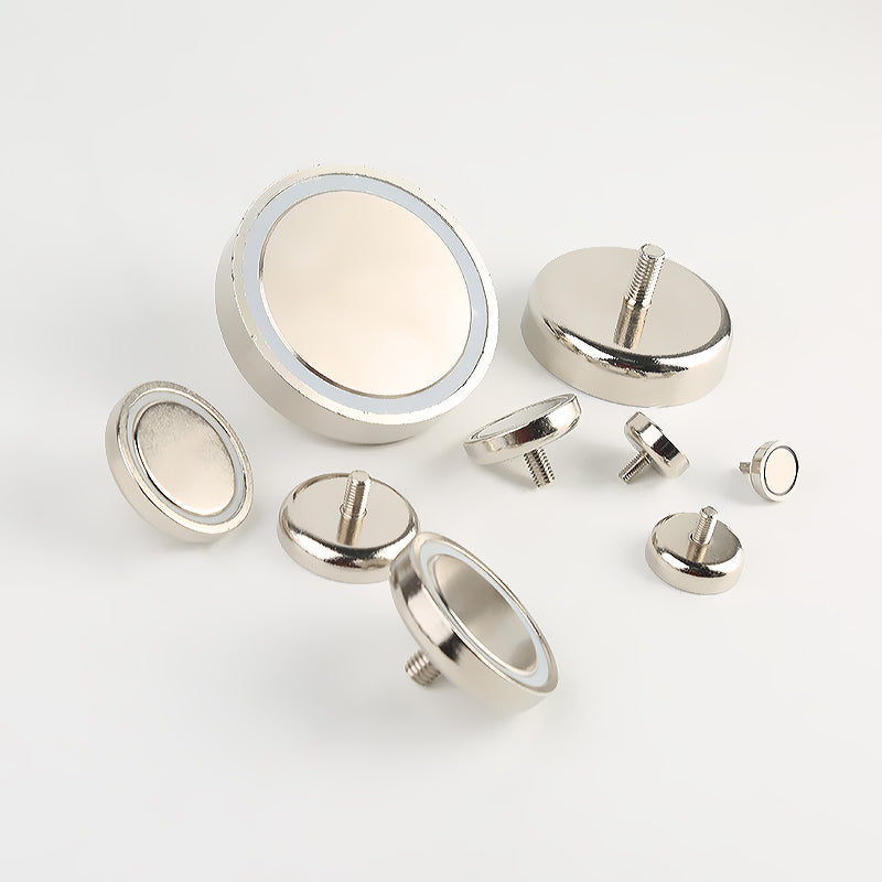 Neodymium Potmagneet met Externe Schroefdraad en Nikkel Coating