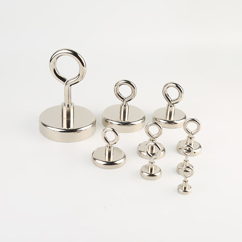 Neodymium Potmagneet met Gesloten Haak en Nikkel Coating