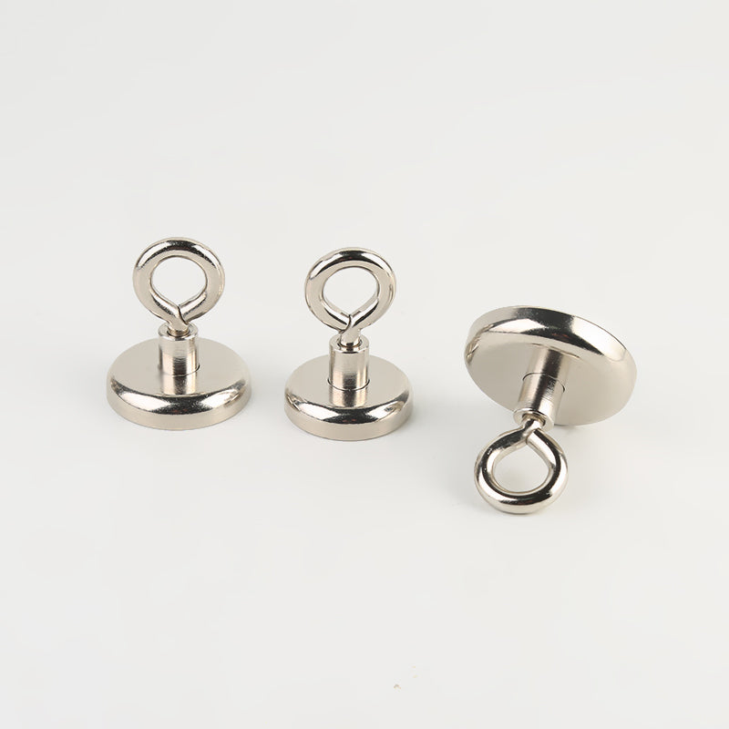 Neodymium Potmagneet met Gesloten Haak en Nikkel Coating