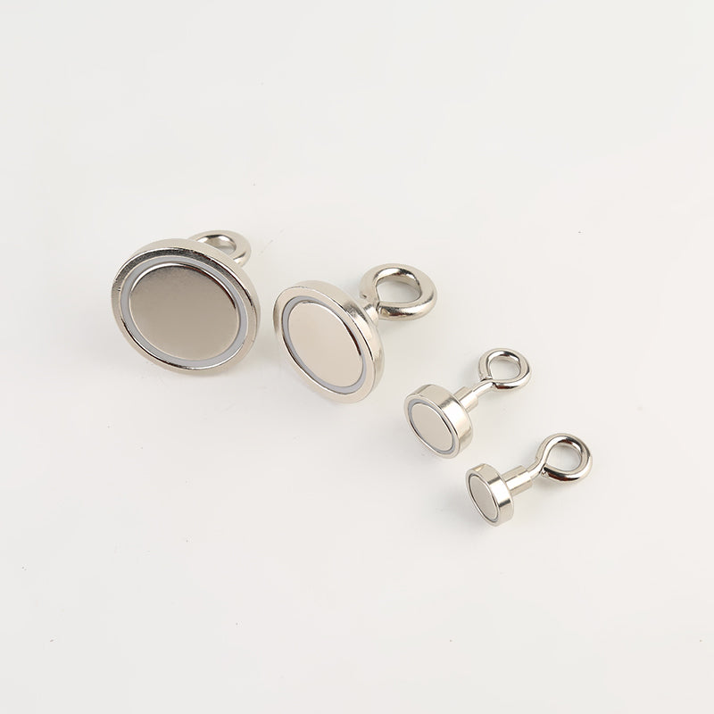 Neodymium Potmagneet met Gesloten Haak en Nikkel Coating