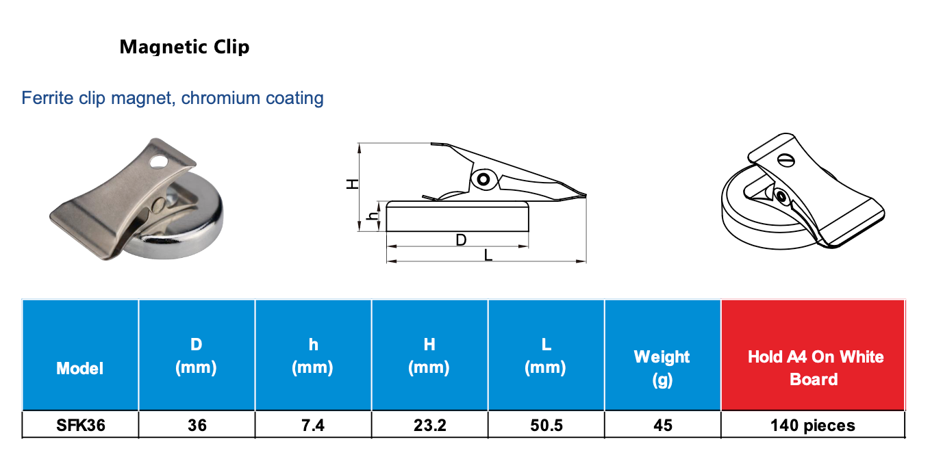 Ferrite Clip Magneet – Chromium Coating